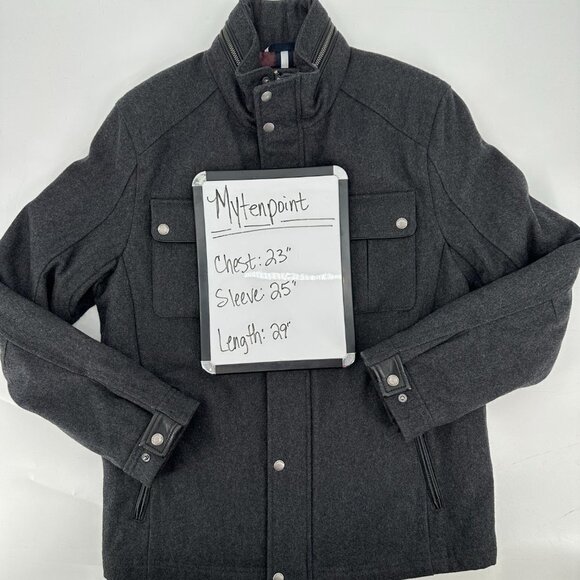 Cole Haan Mens Charcoal Gray Melton Wool Lined Trucker Medium Outdoor Jacket - Picture 11 of 11